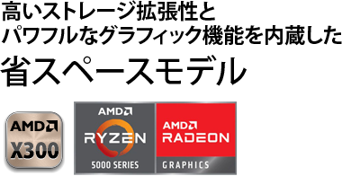 高いストレージ拡張性とパワフルなグラフィック機能を内蔵した省スペースモデル